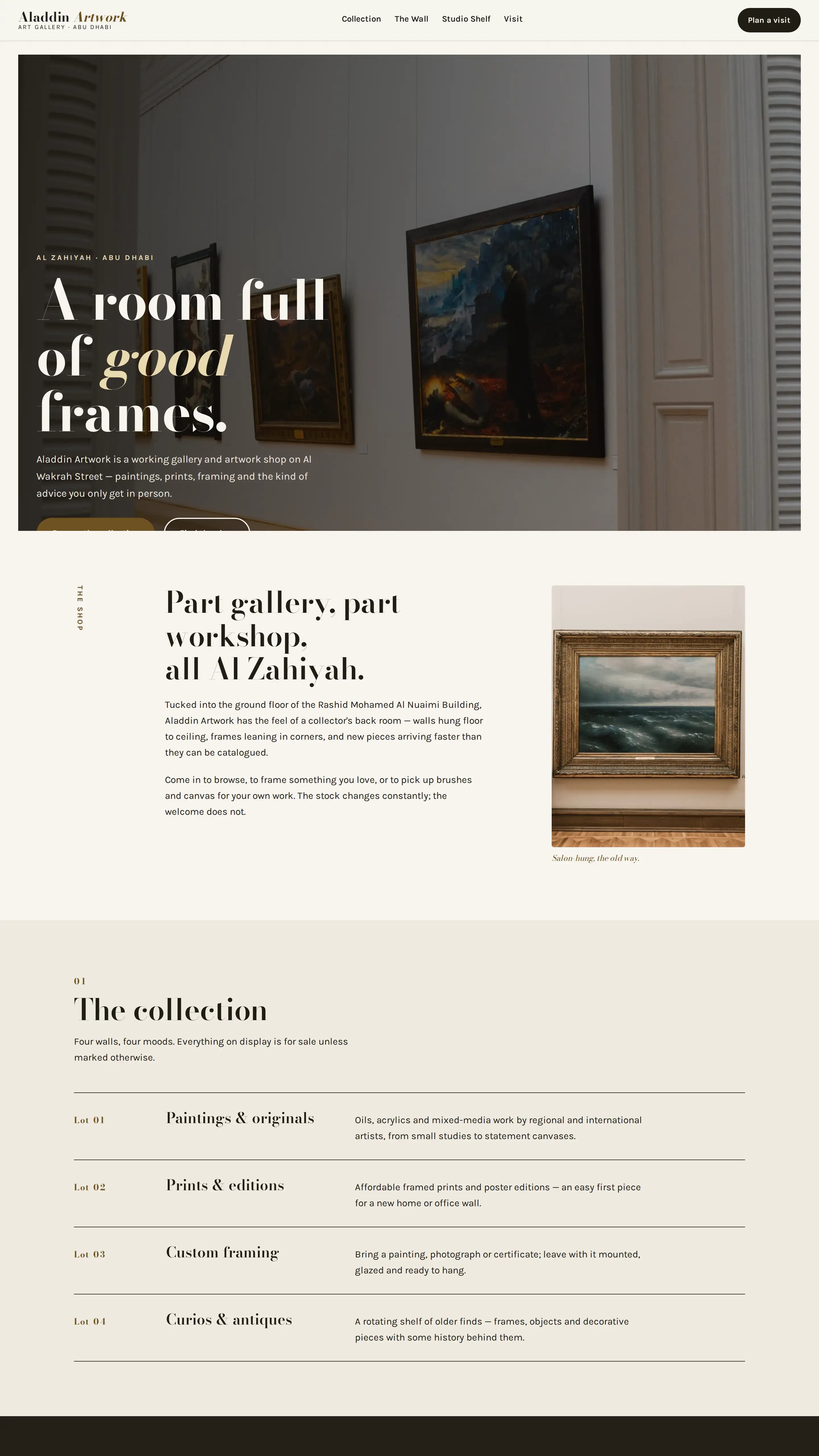 Aladdin Artwork template — art gallery website design