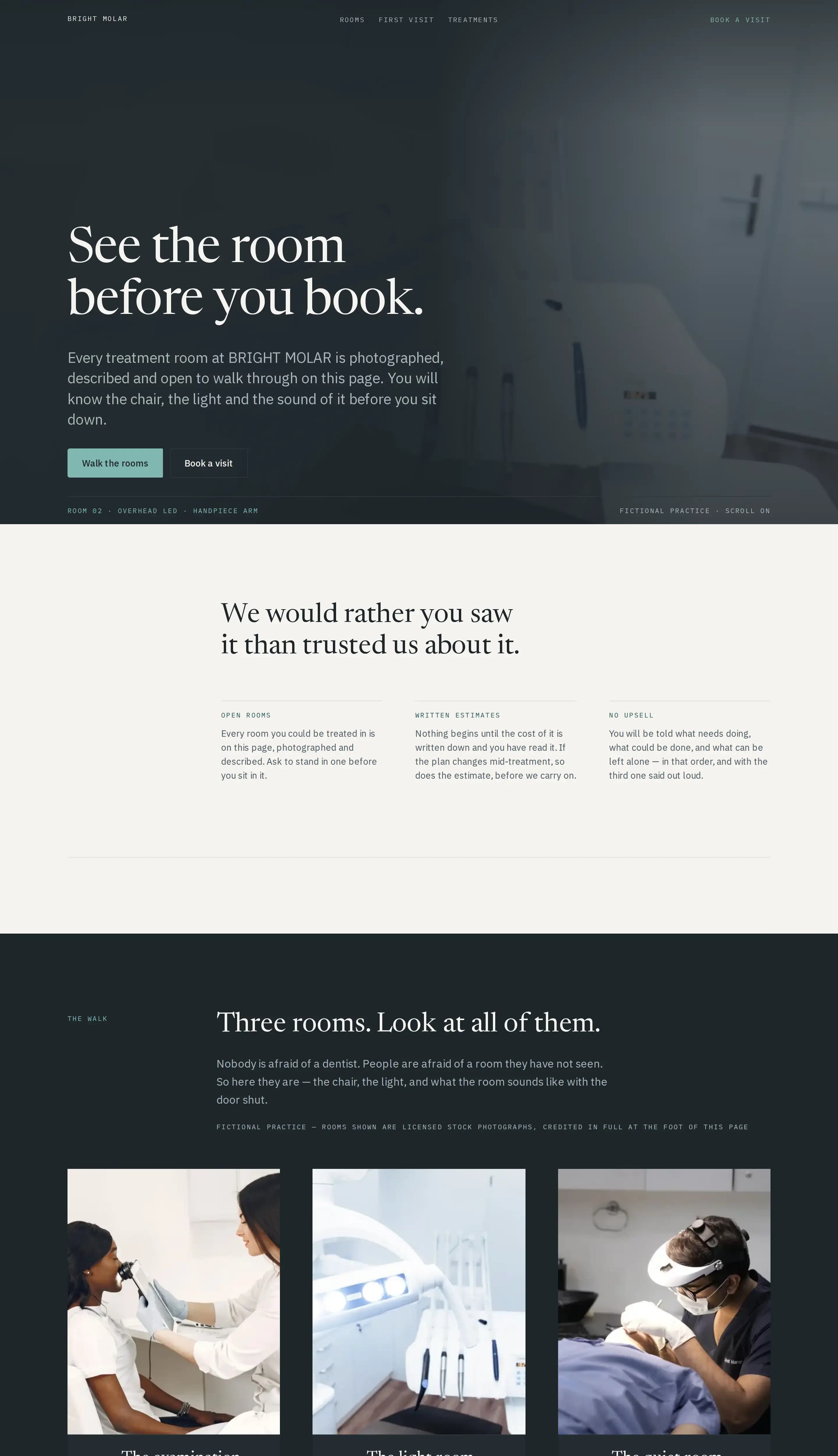 Bright Molar template — dental practice website design