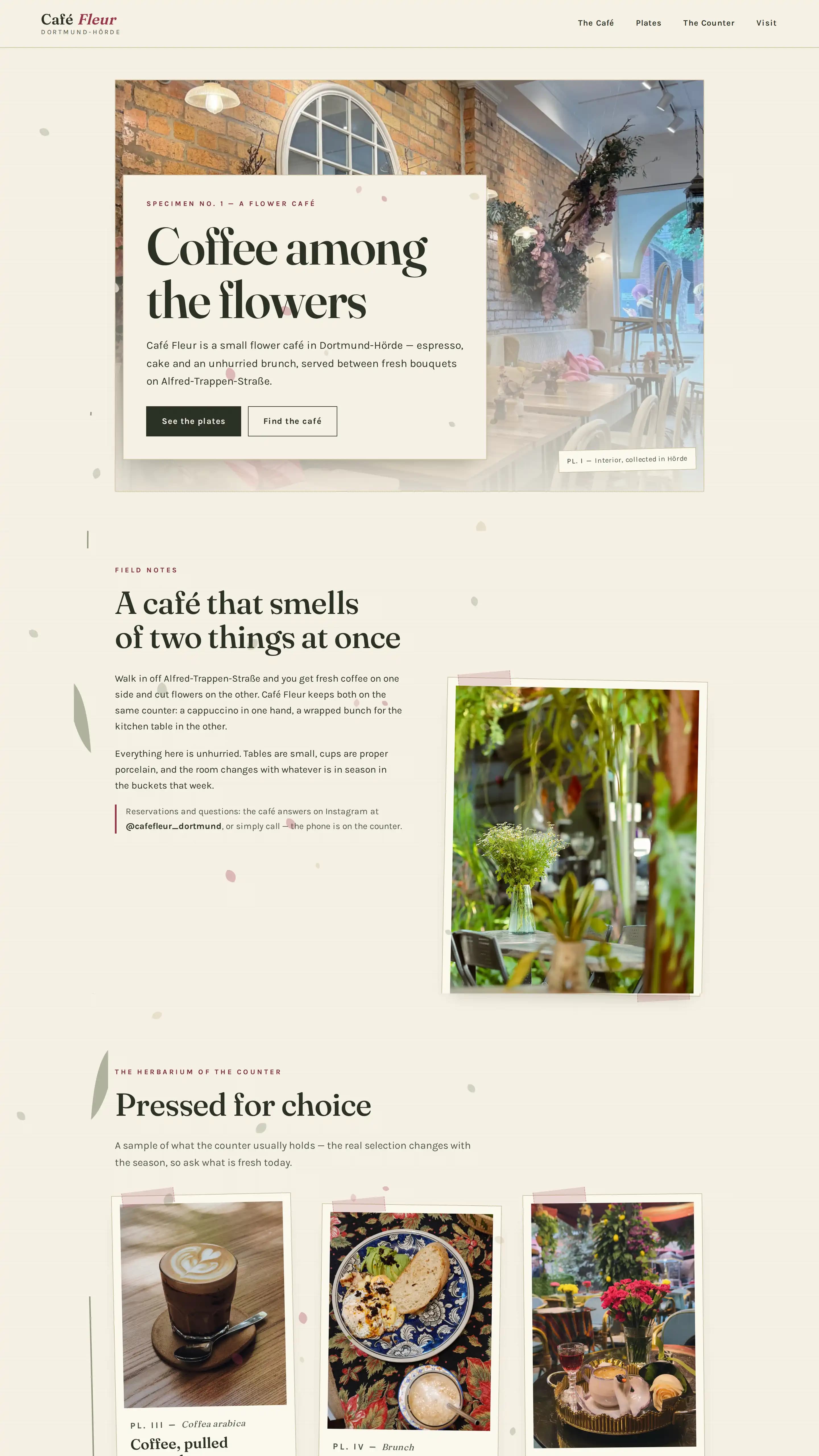 Café Fleur template — café website design