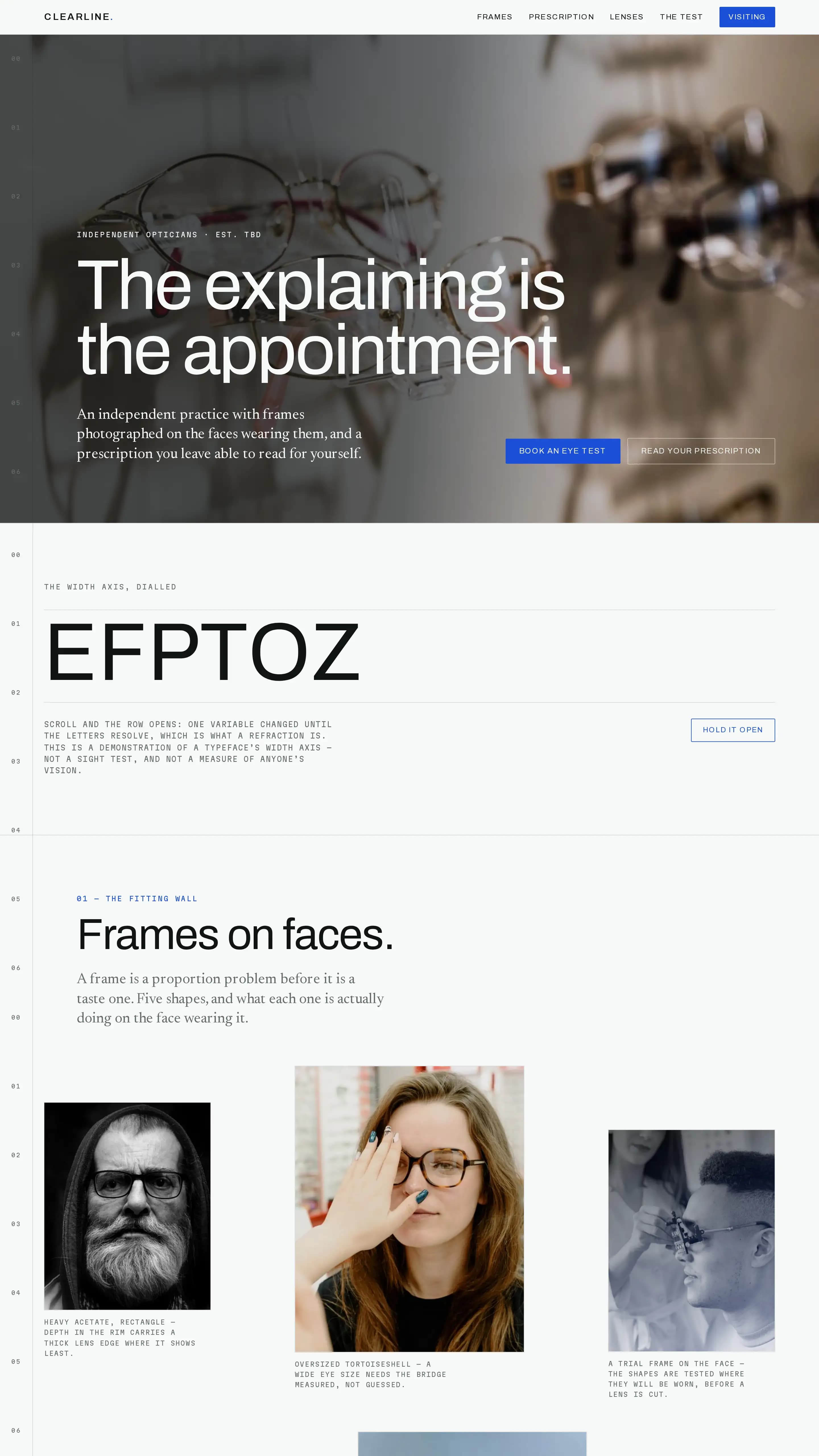 Clearline Optical template — optometry website design