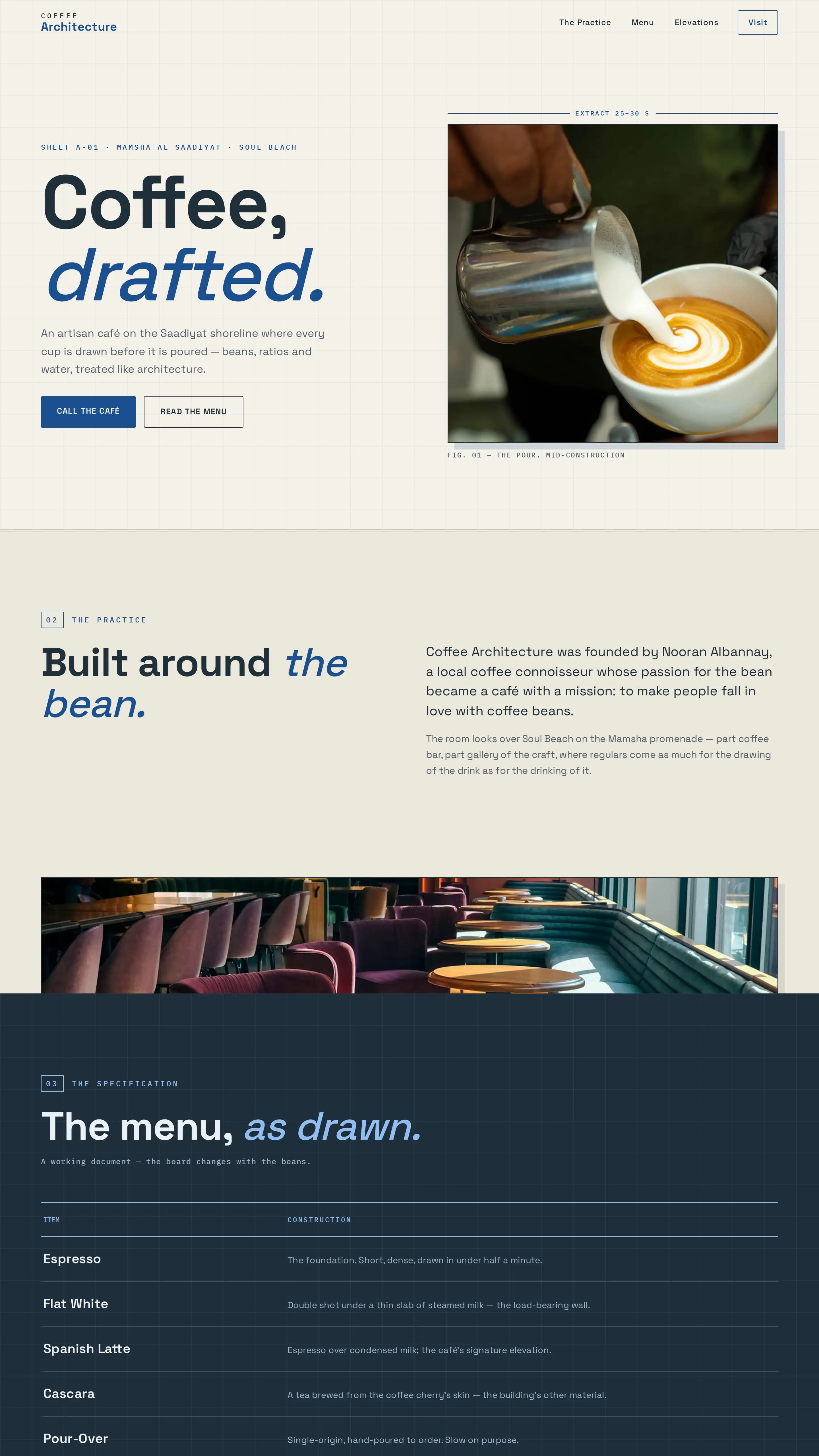 Coffee Architecture template — café website design