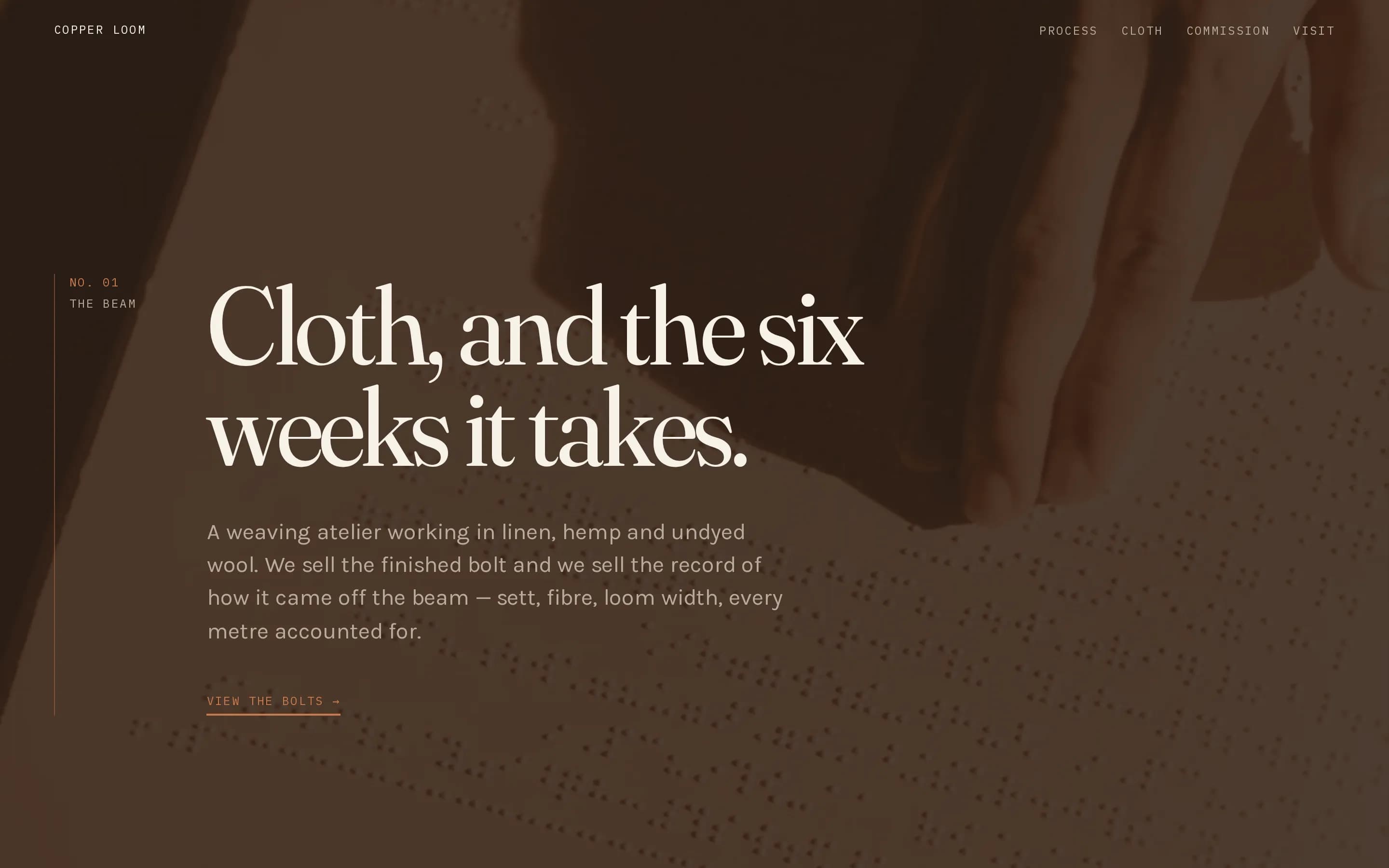 Copper Loom template — textile studio website design