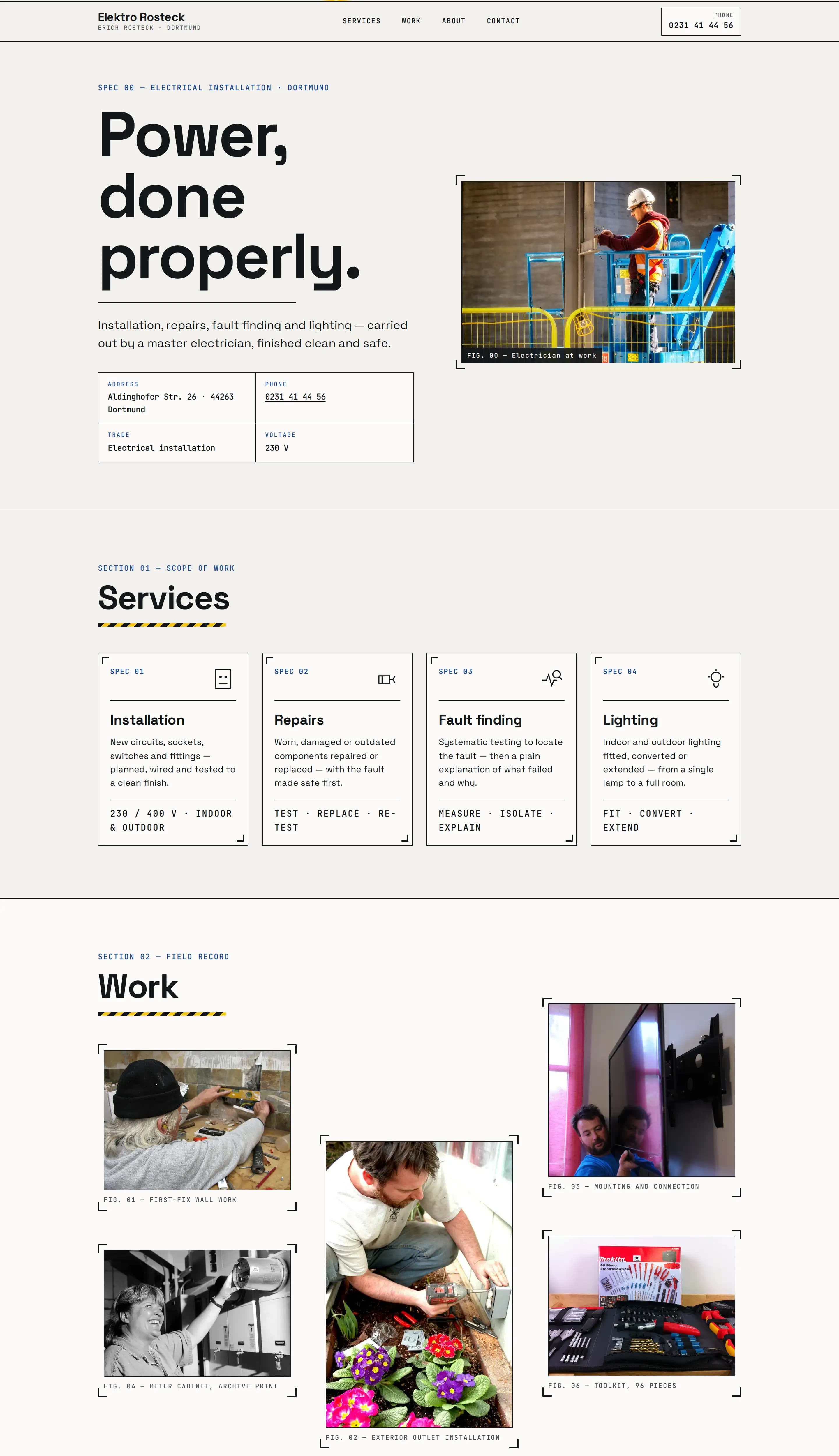 Erich Rosteck Elektroinstallateurmeister template — electrical installation website design