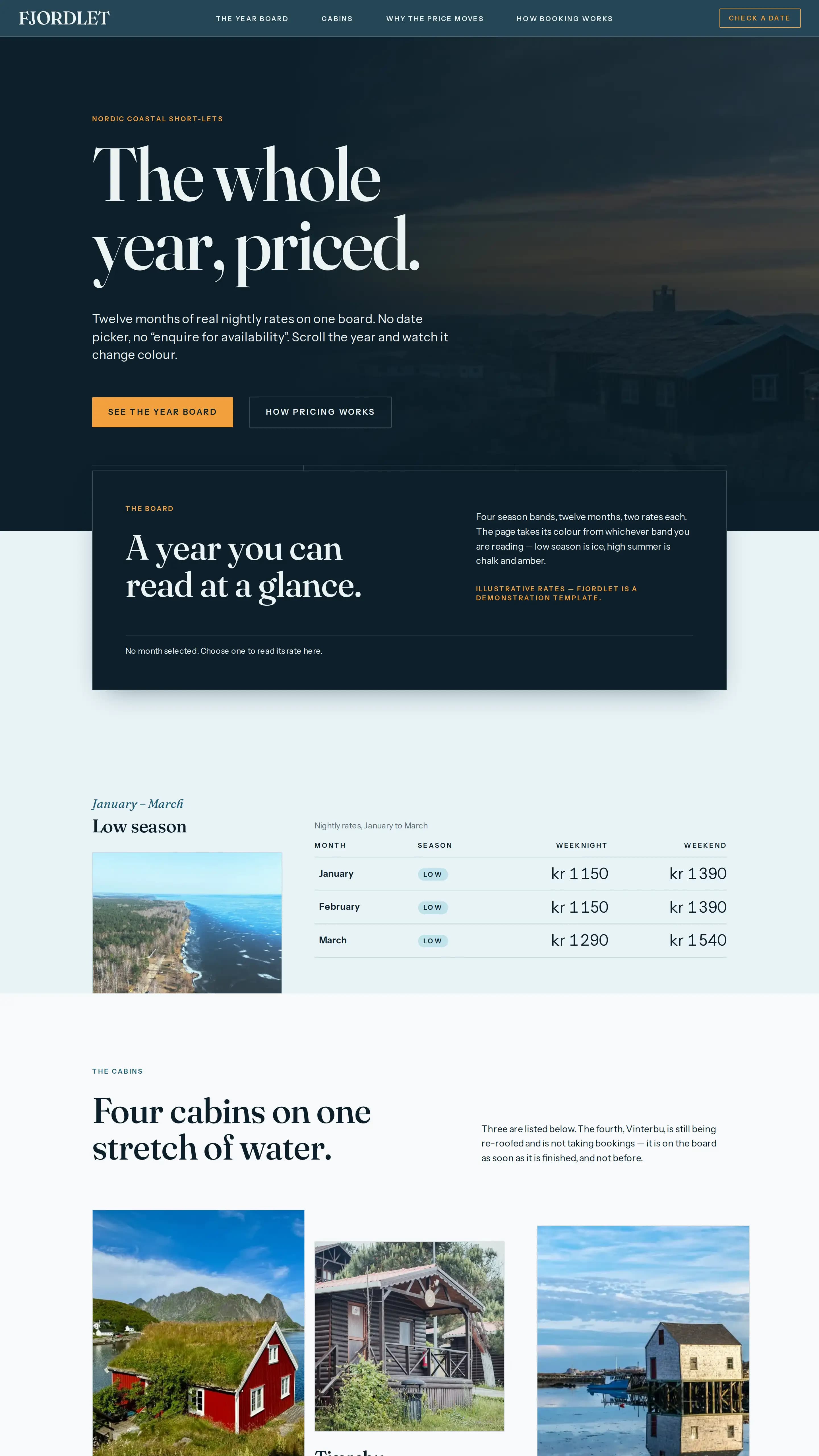 Fjordlet template — vacation rental website design