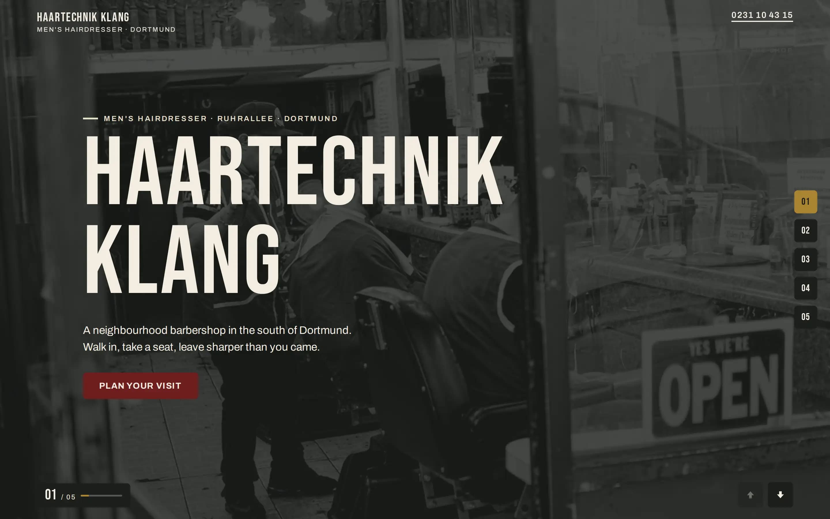Haartechnik Klang template — men's hairdresser (barber) website design