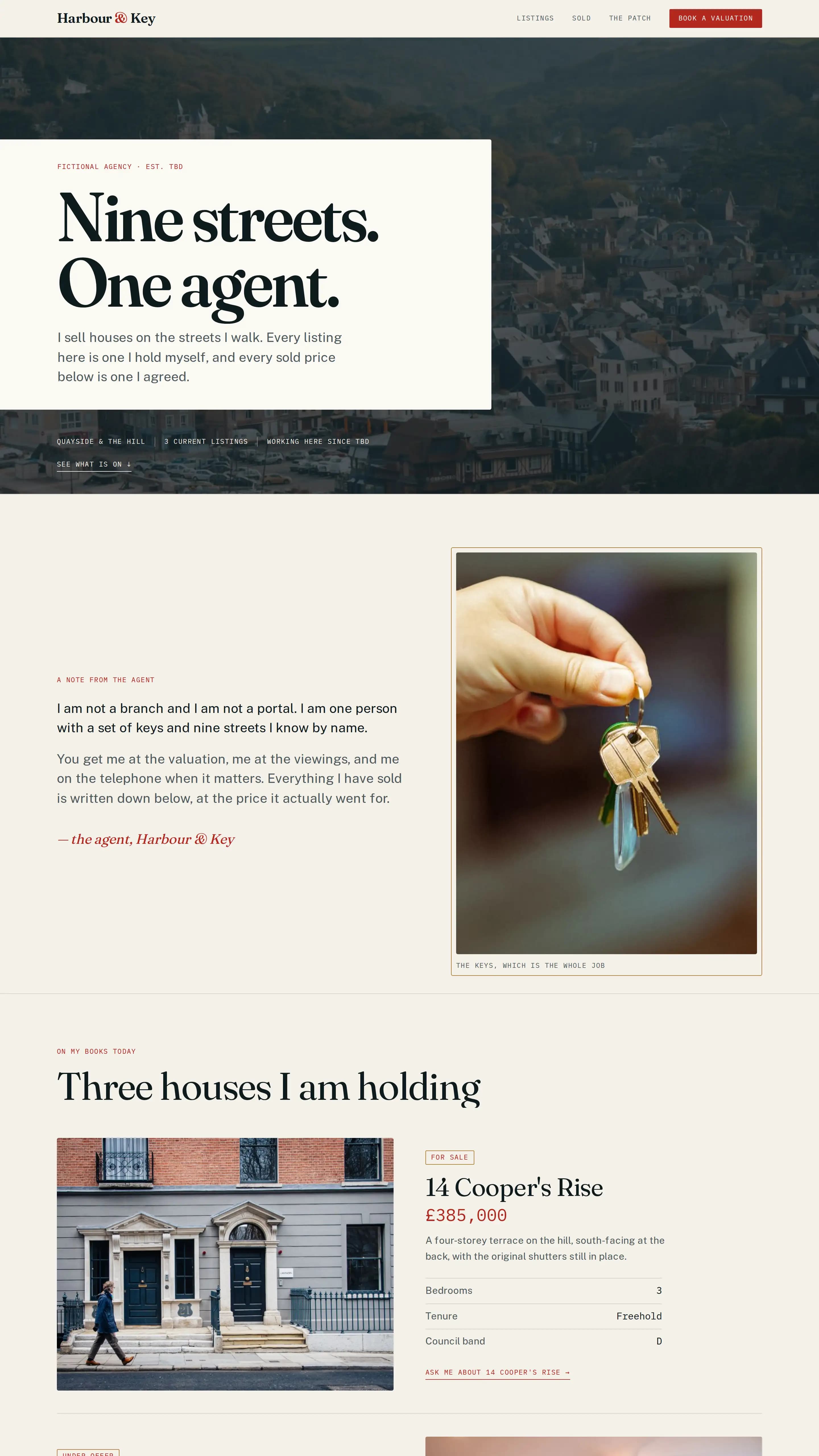 Harbour And Key template — estate agent website design