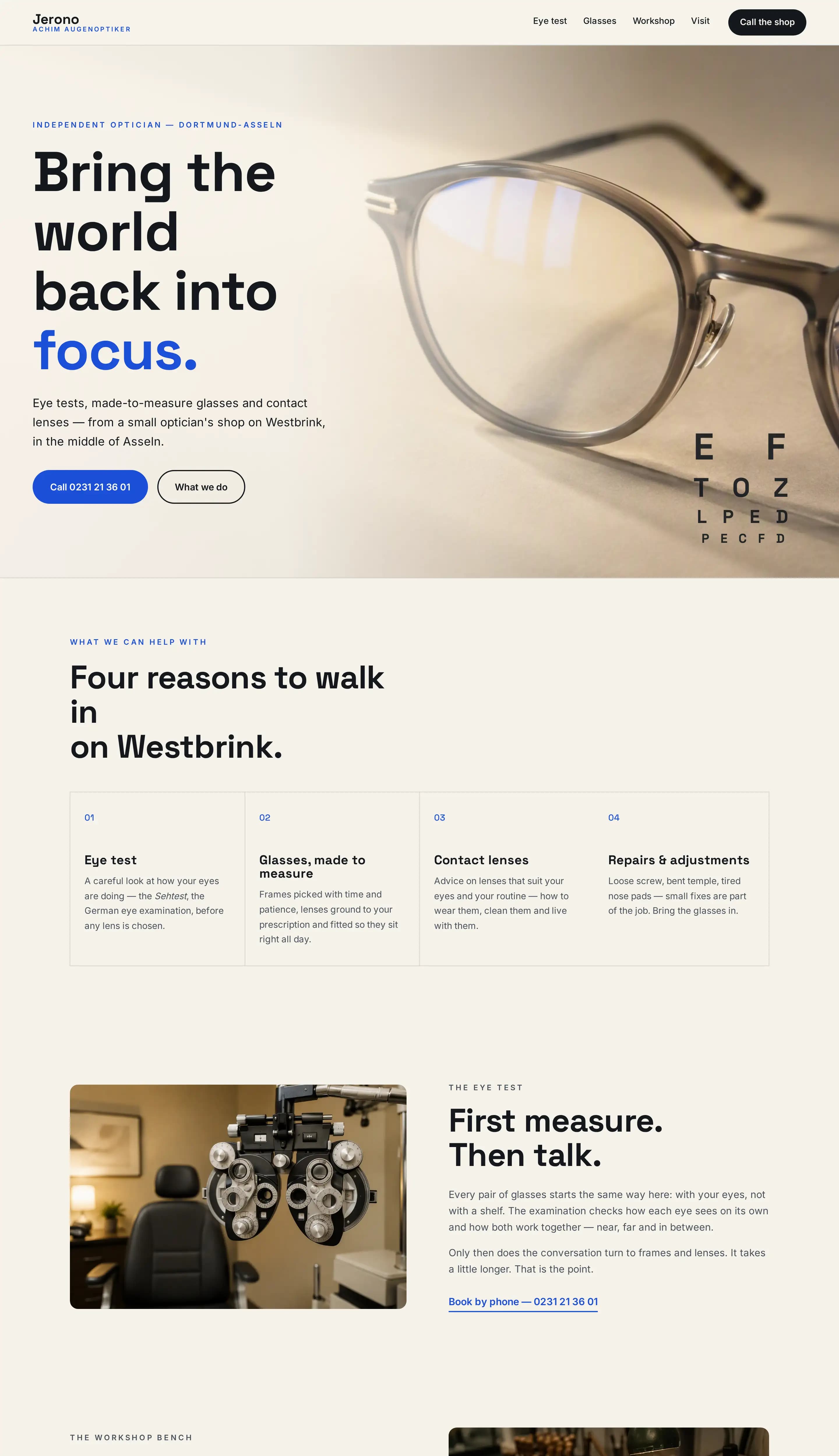 Jerono Achim Augenoptiker template — optician website design