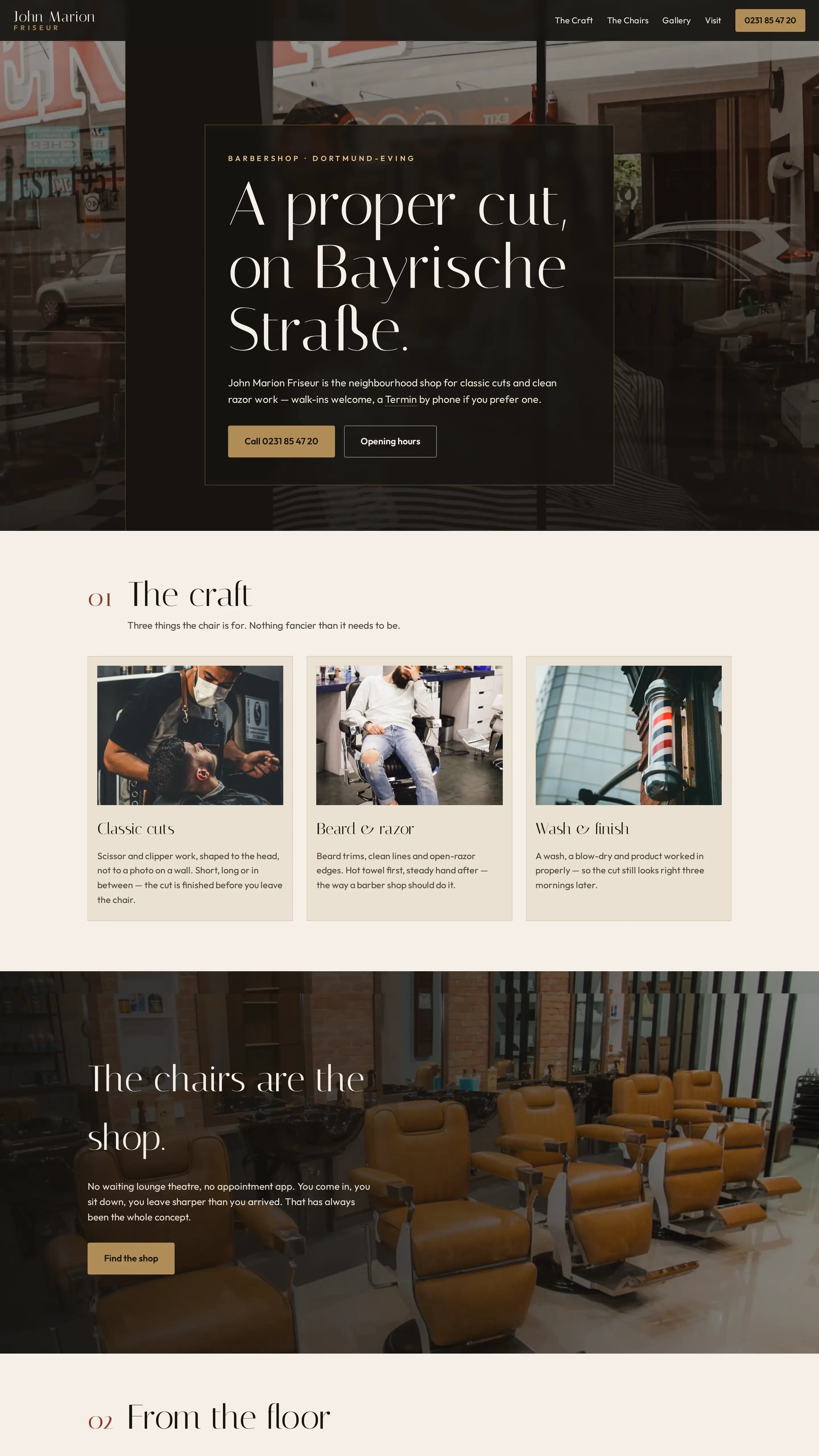 John Marion Friseur template — barbershop website design