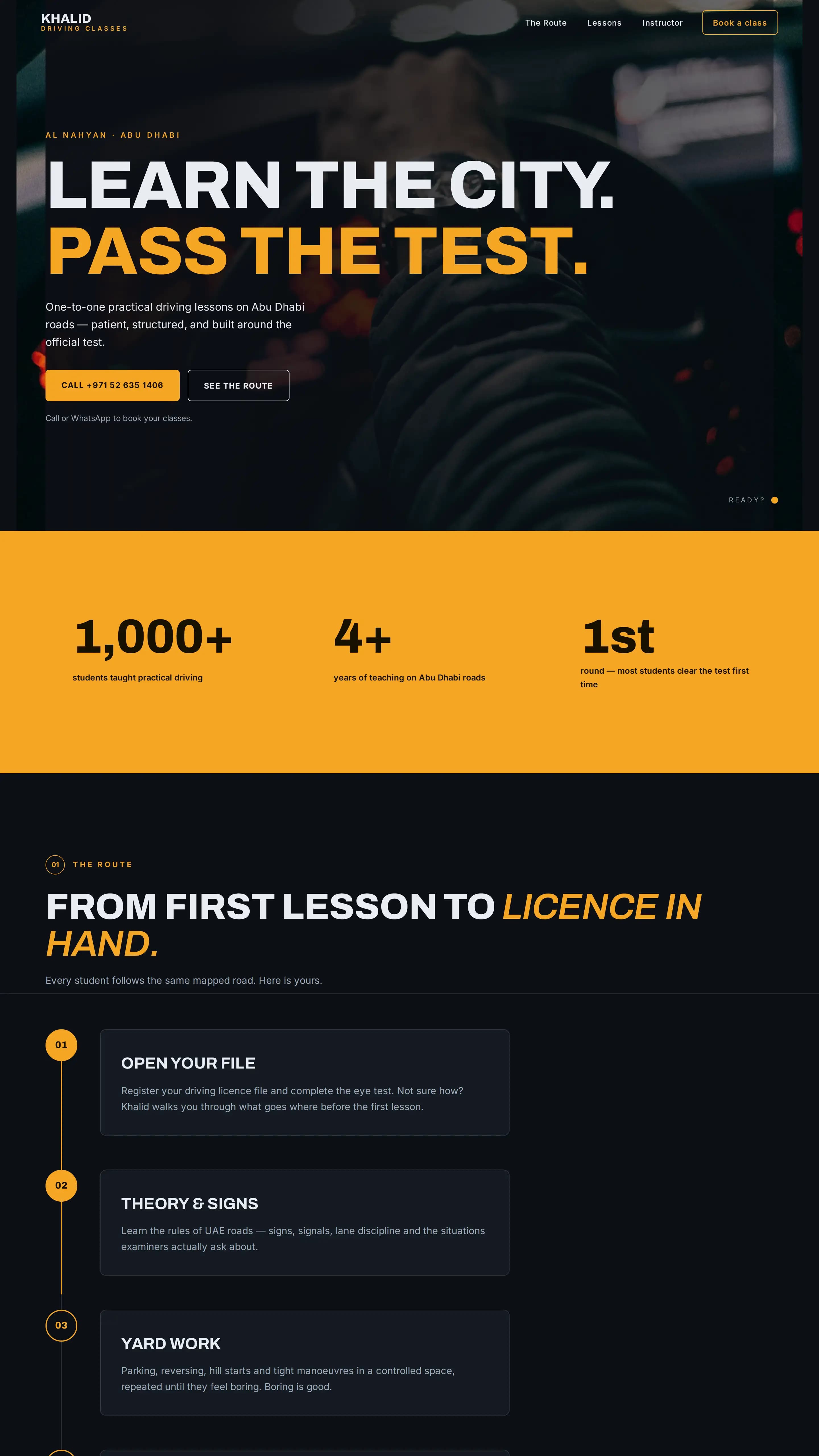 Khalid Driving Classes template — driving school website design