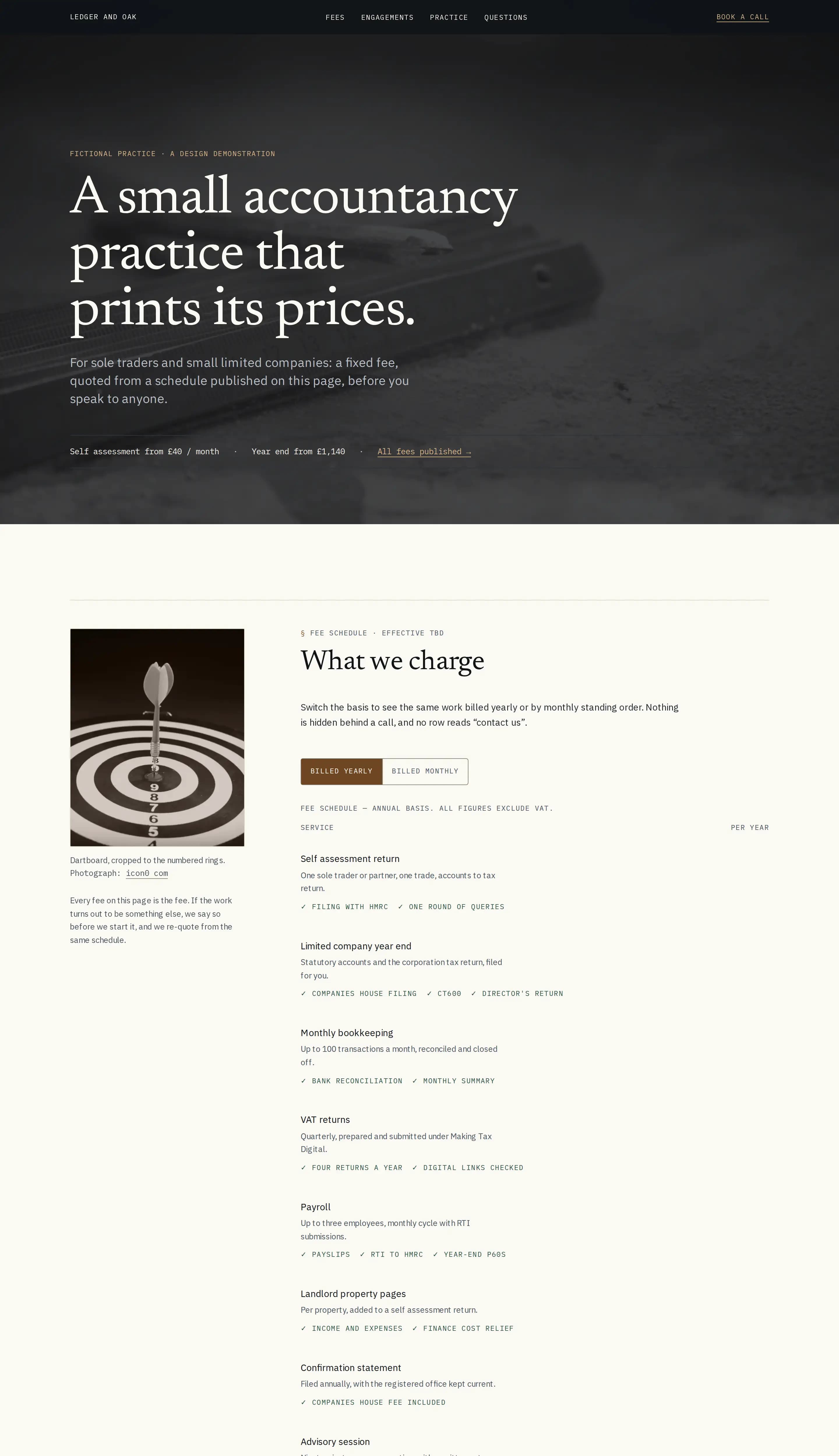 Ledger And Oak template — accountancy website design