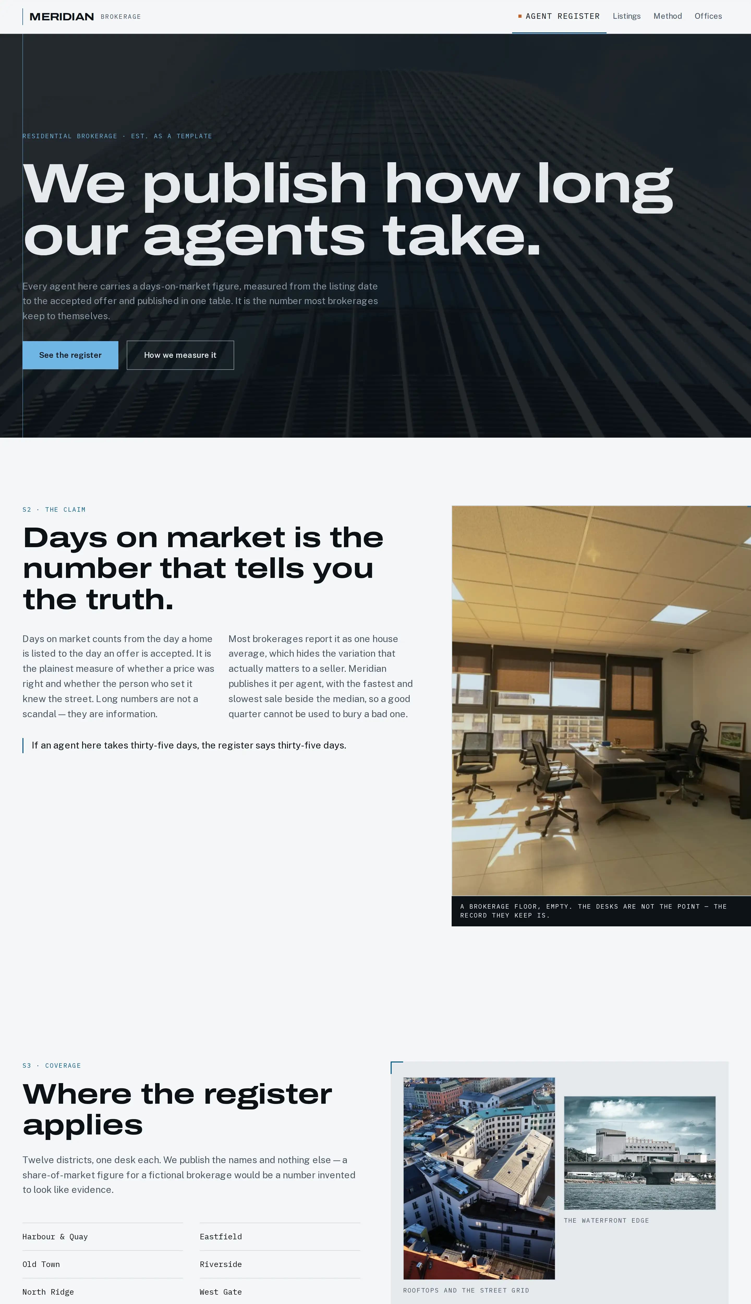 Meridian Brokerage template — brokerage website design