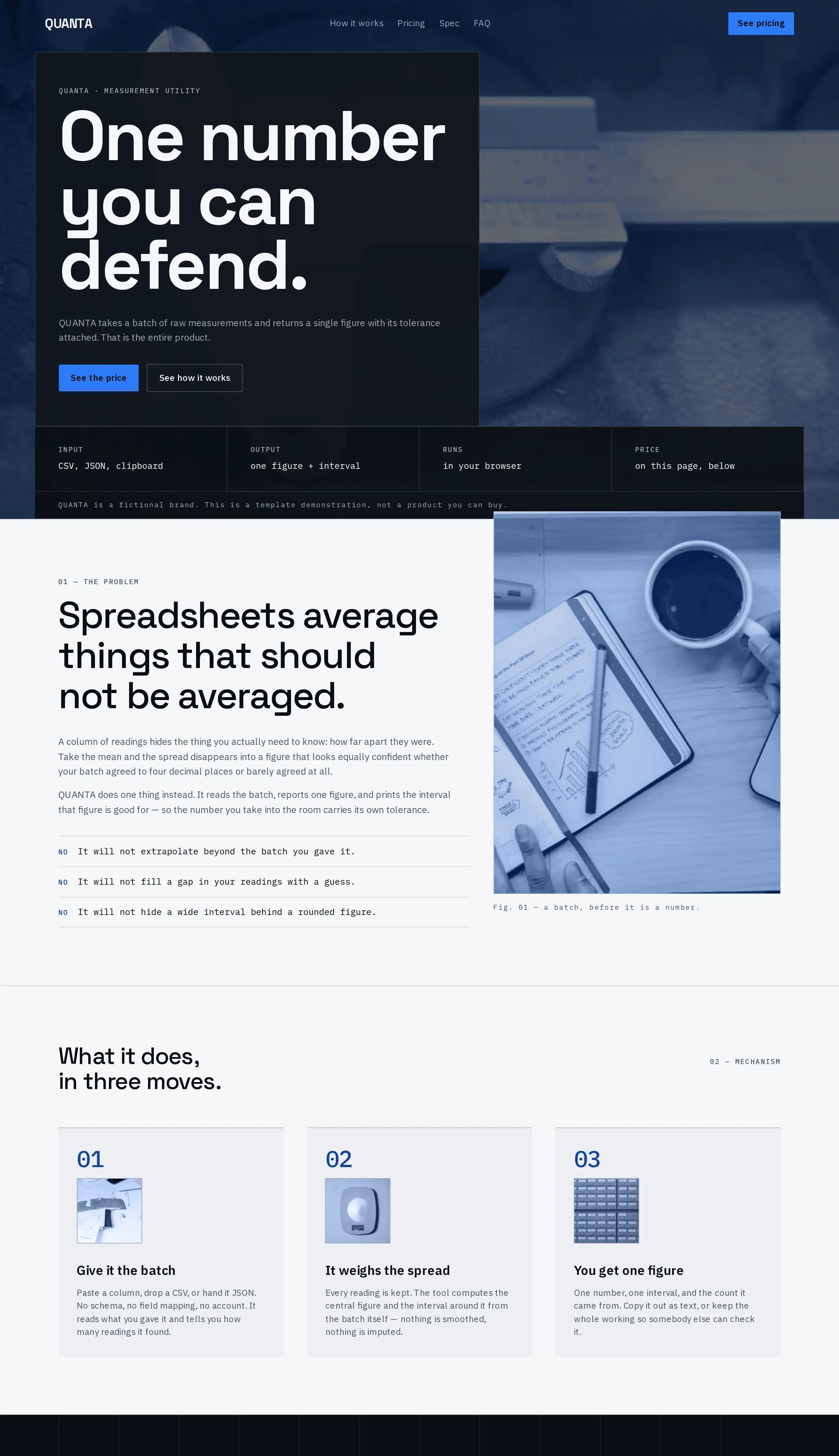 Quanta template — SaaS product website design