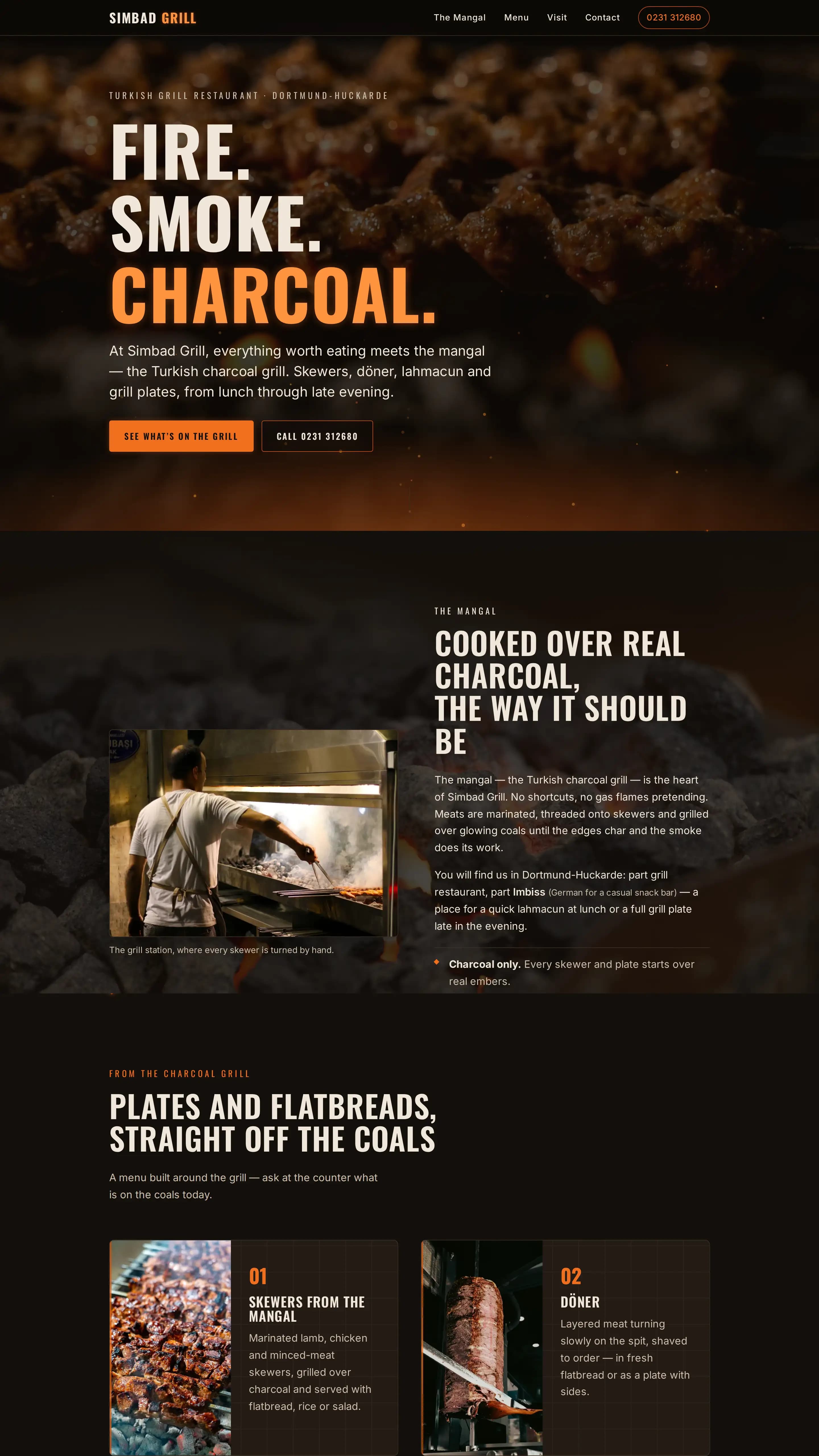 Simbad Grill template — Turkish grill restaurant website design