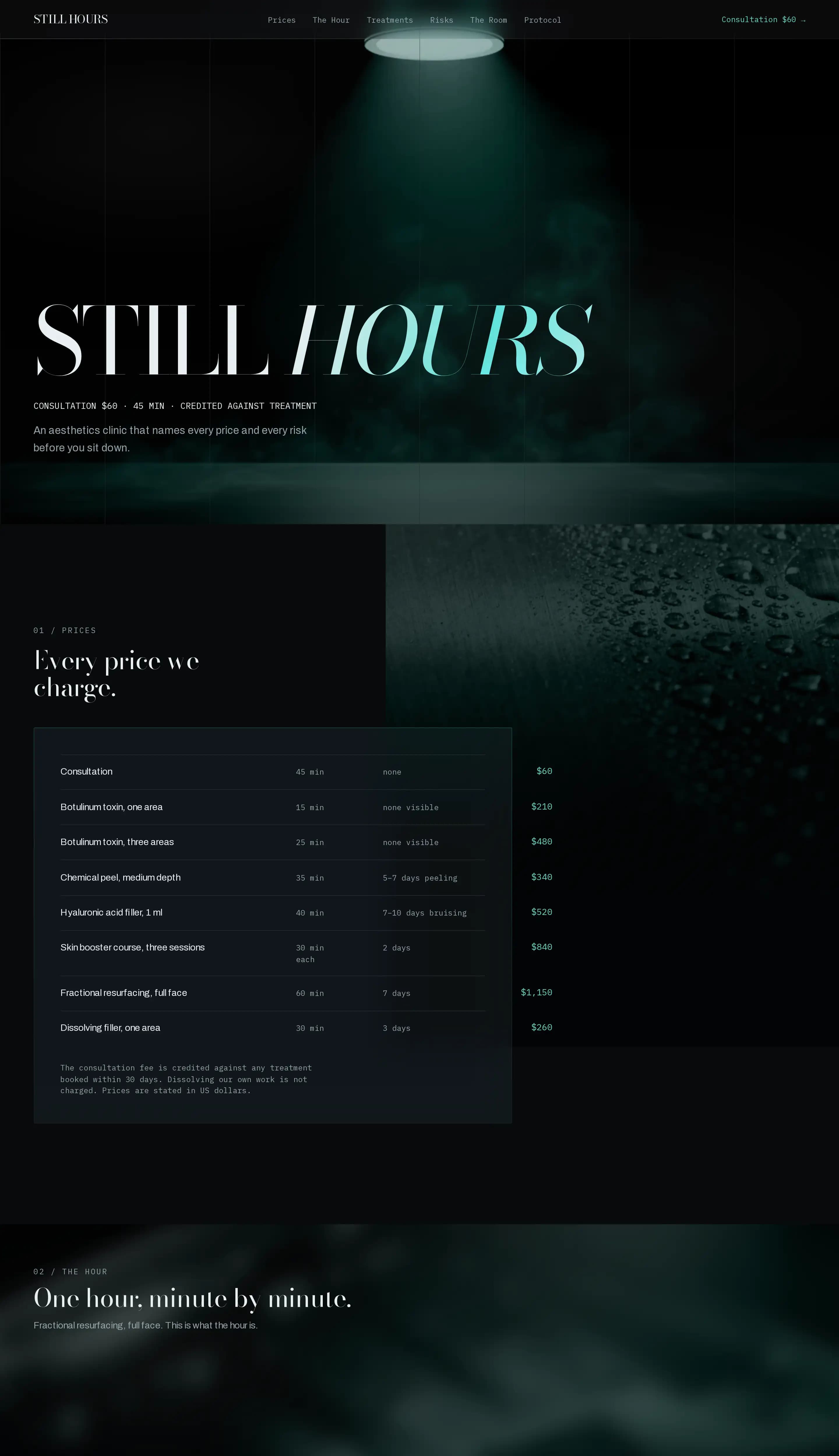 Still Hours template — med spa website design