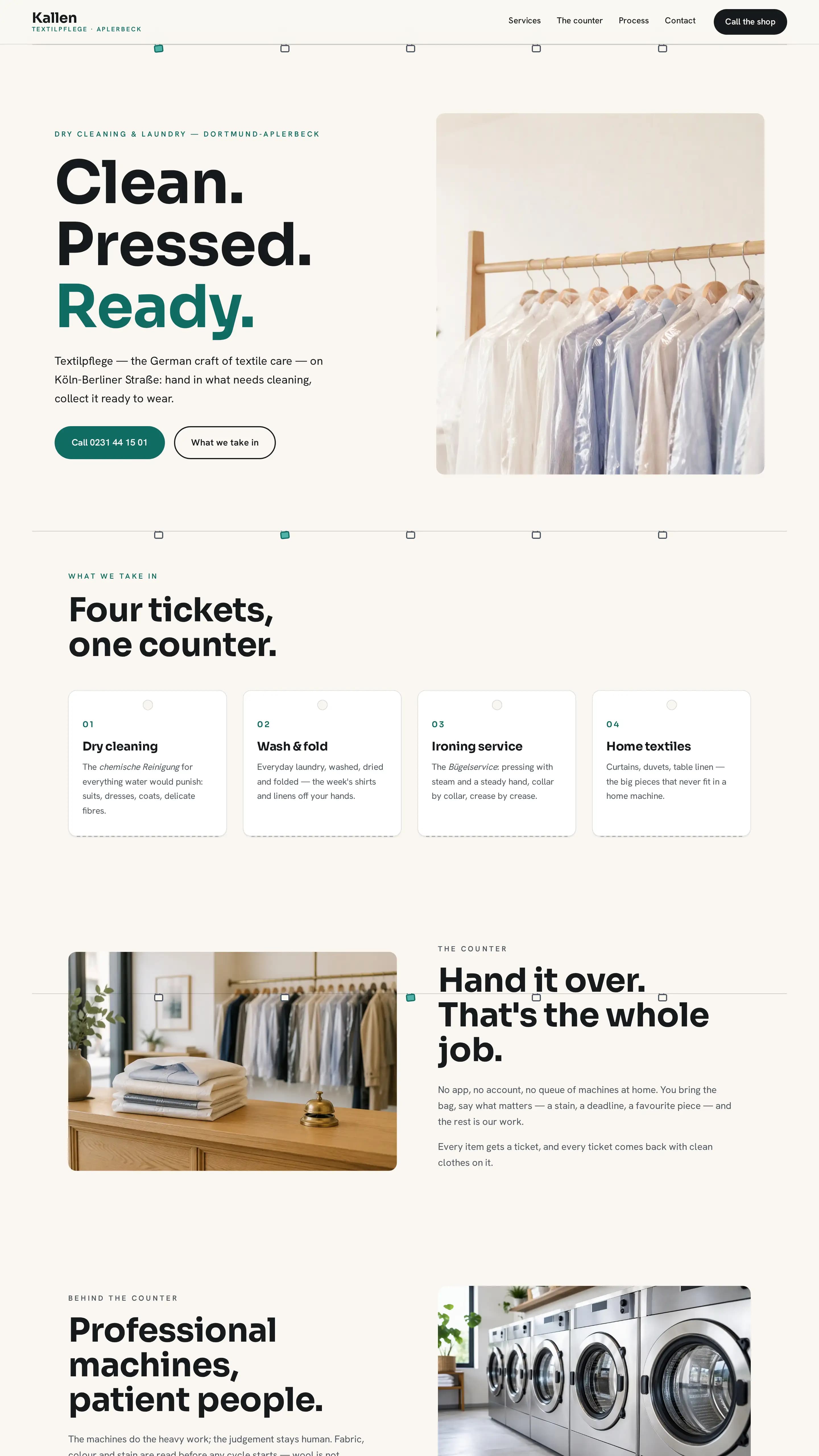 Textilpflege Kallen GmbH template — dry cleaning and textile care website design