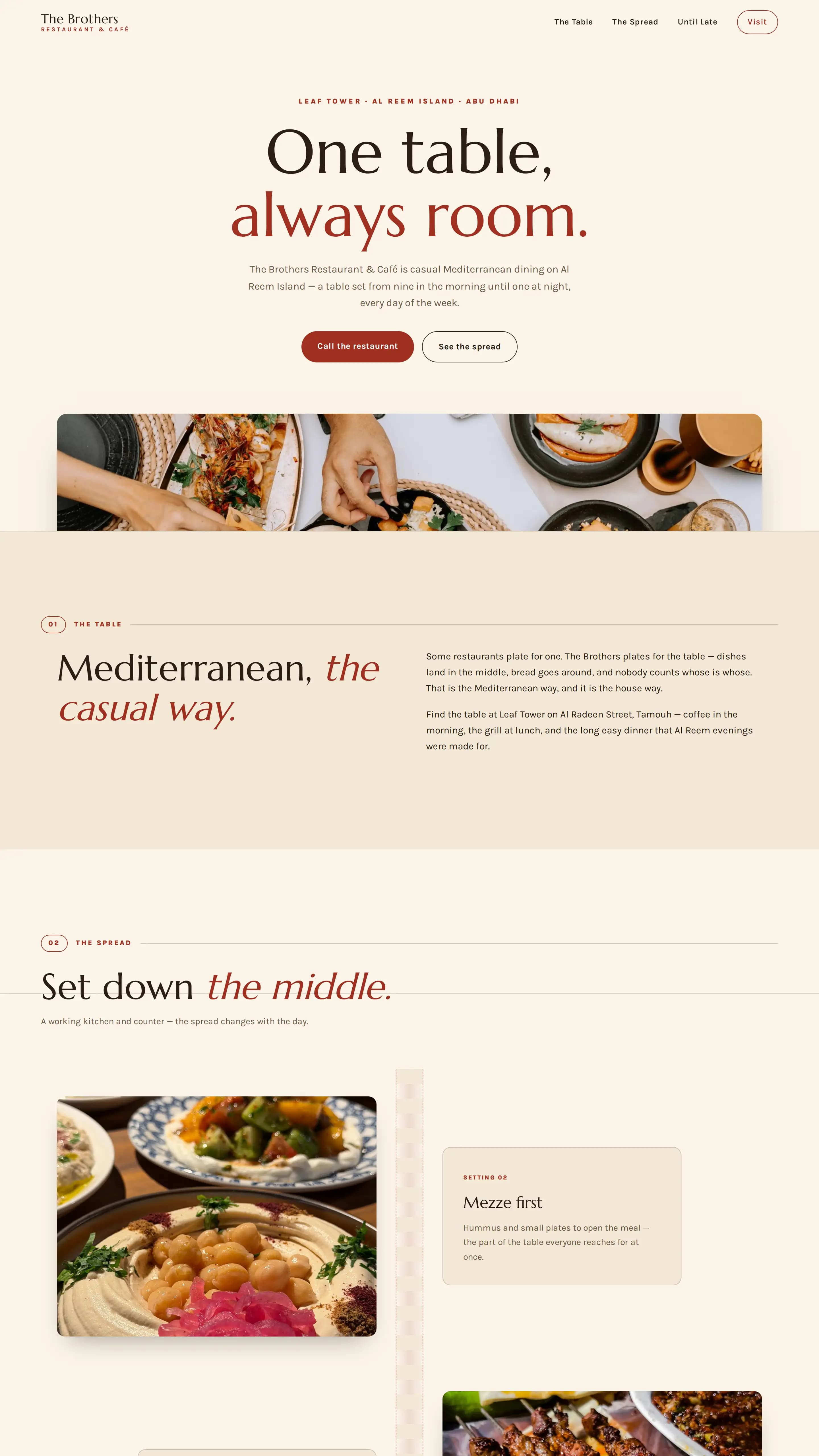 The Brothers Restaurant & Café template — café / Mediterranean restaurant website design