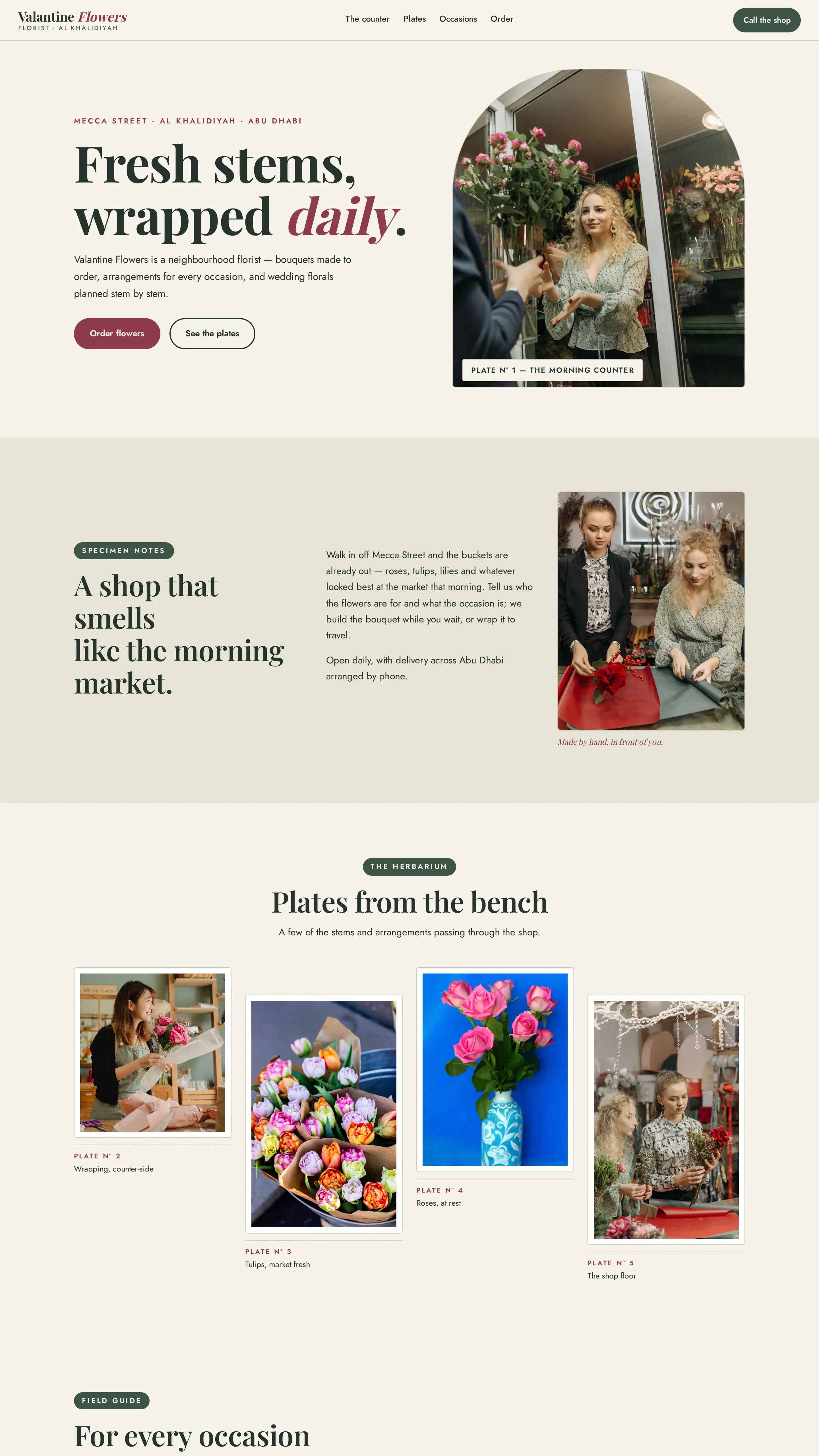 Valantine Flowers template — florist website design