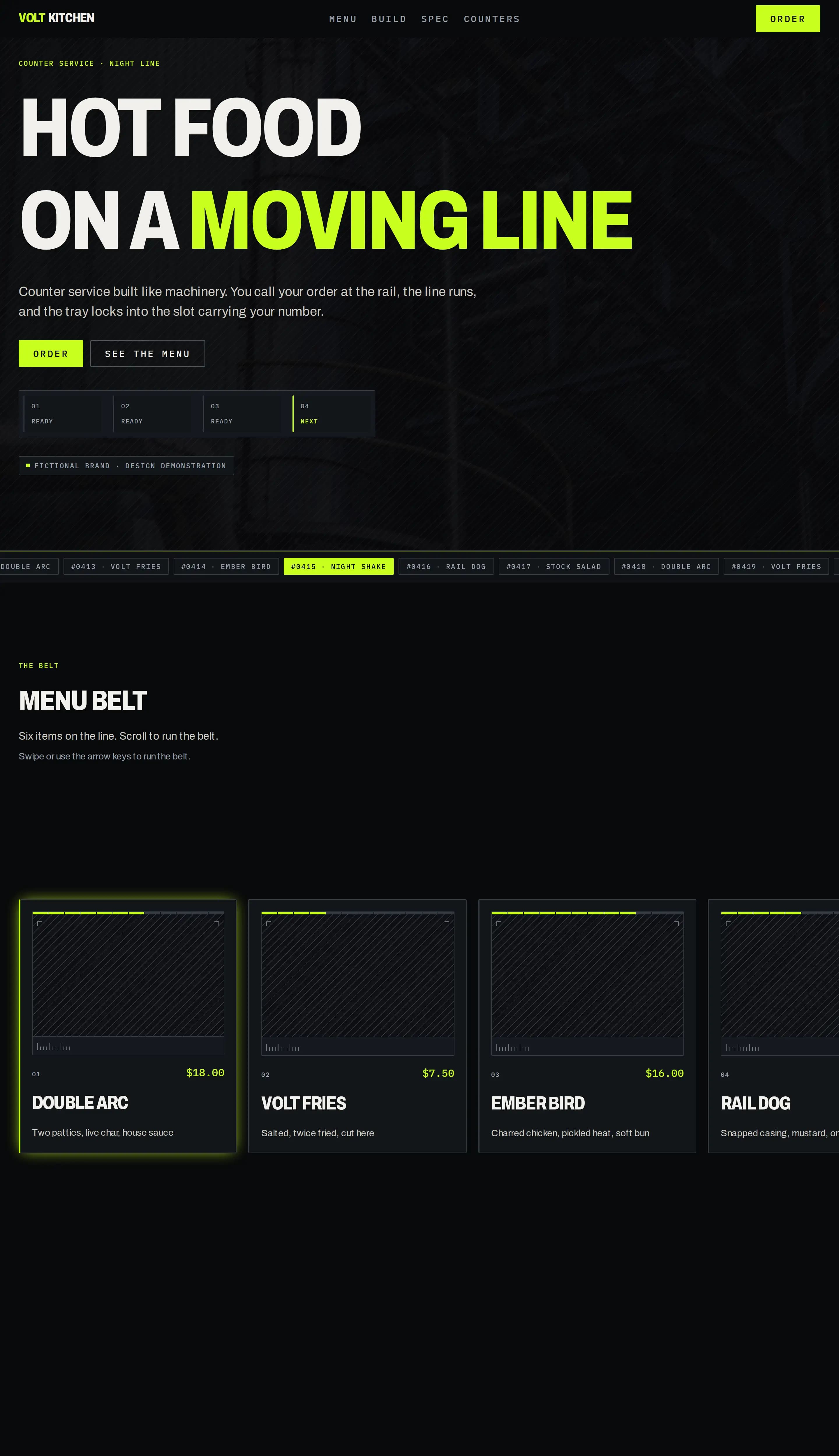 Volt Kitchen template — fast food website design